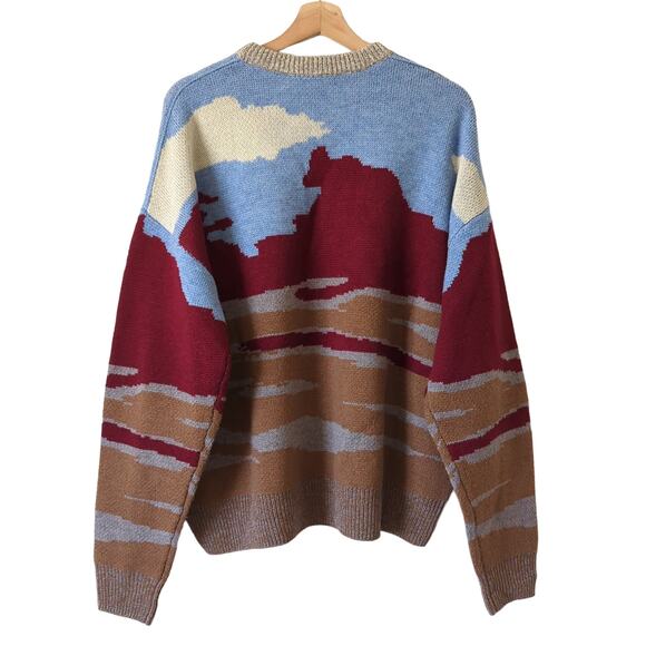 ACNE STUDIOS Brown Patterned Jacquard Knit Sweater Mens Shirt Wool Crewneck S - Picture 3 of 8